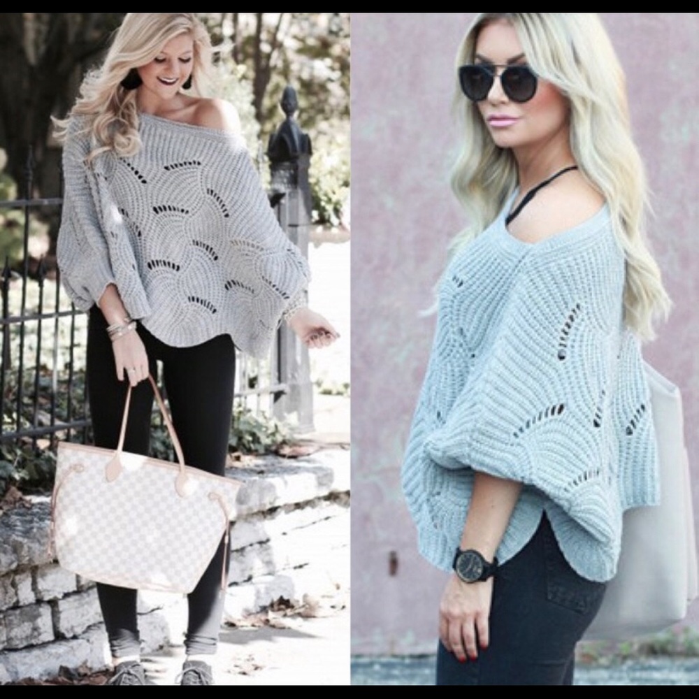 KYLIE Loose Knit Dolman Sweater - GREY - Picture 2 of 2